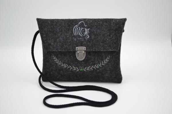 Schürzentasche anthrazit bestickt
