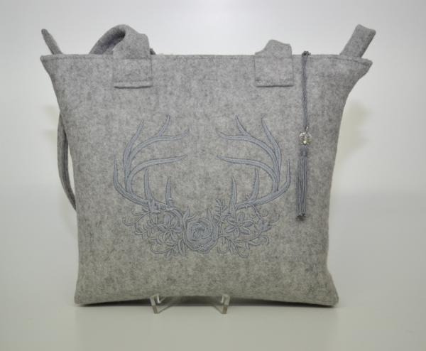 Trachtentasche L hell-meliert bestickt