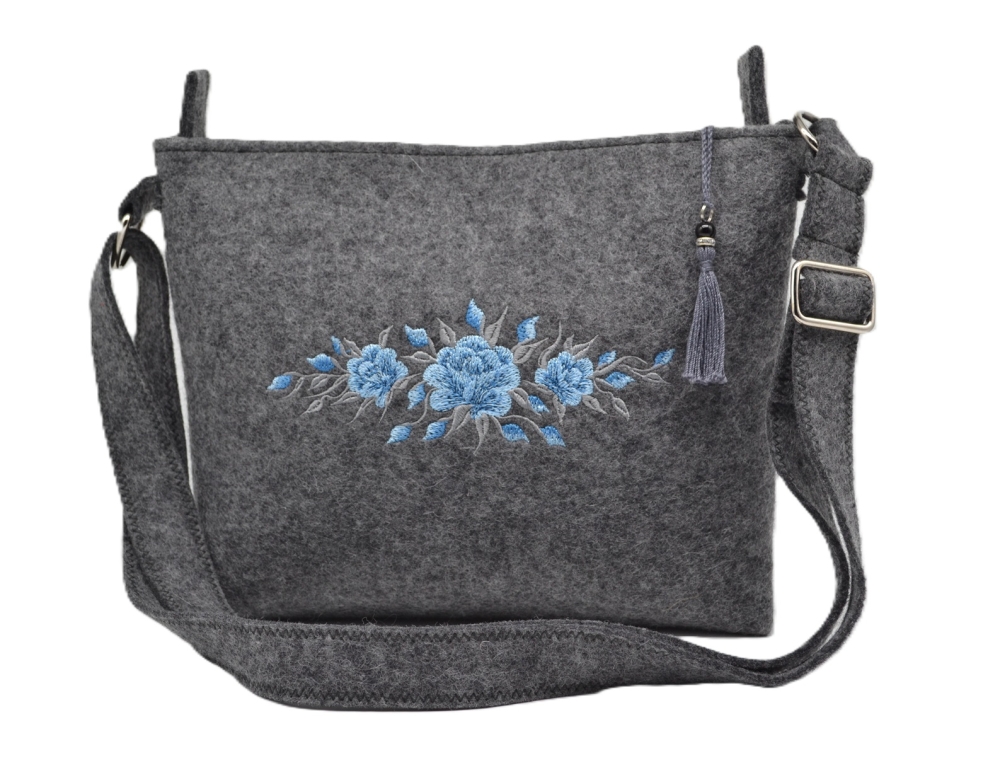 Trachtentasche M dunkel-meliert bestickt