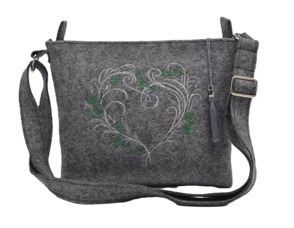 Trachtentasche M dkl.meliert bestickt