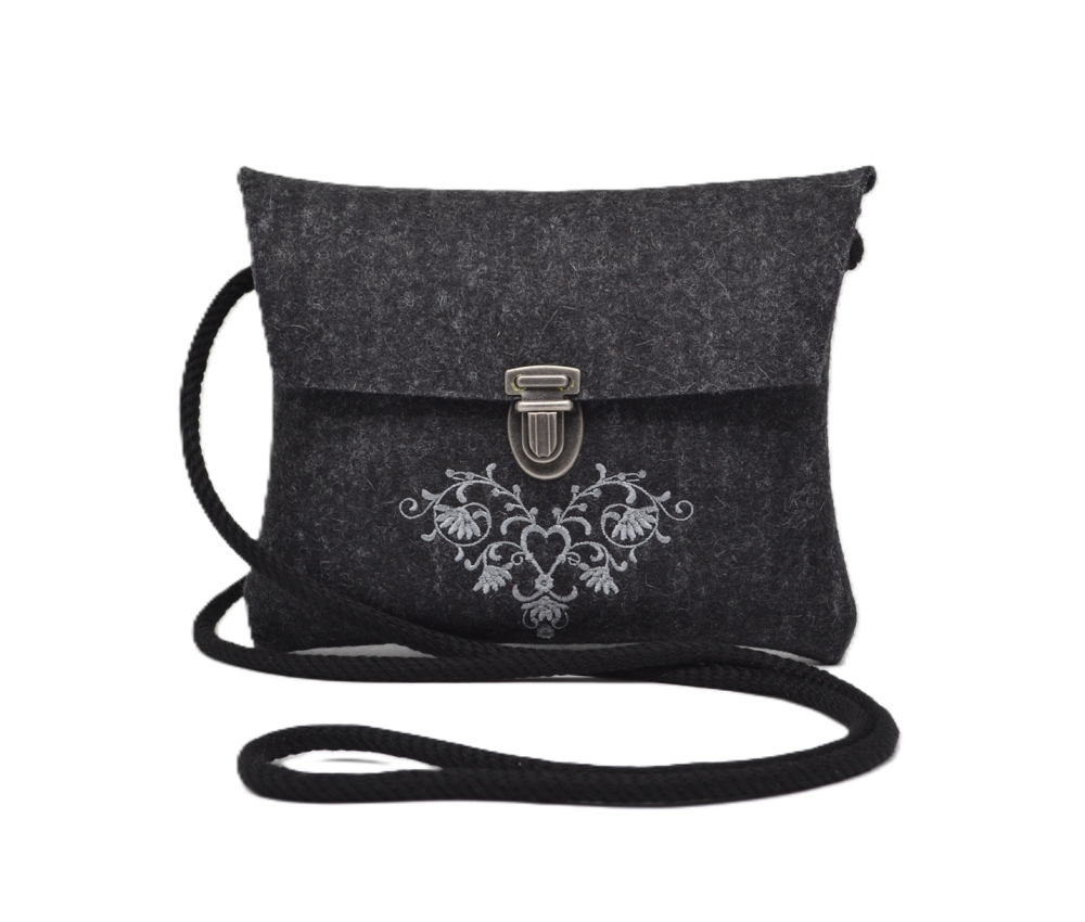 Schürzentasche anthrazit bestickt