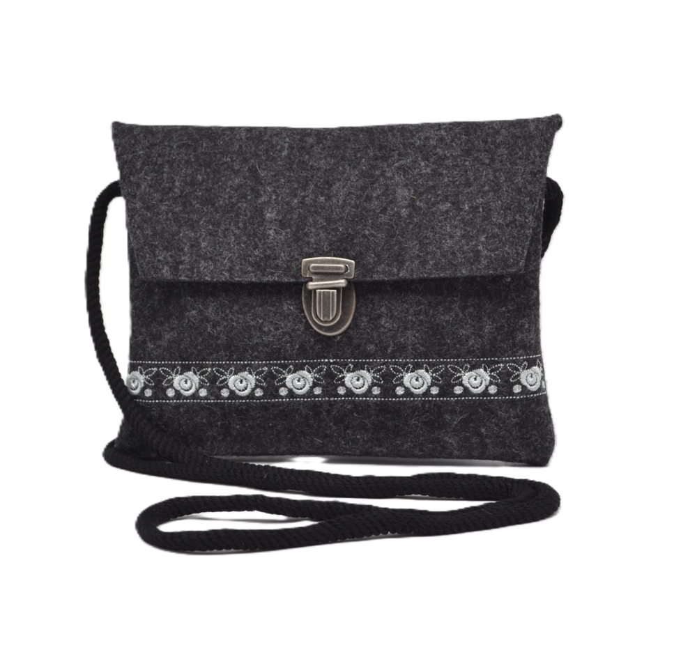 Schürzentasche anthrazit bestickt