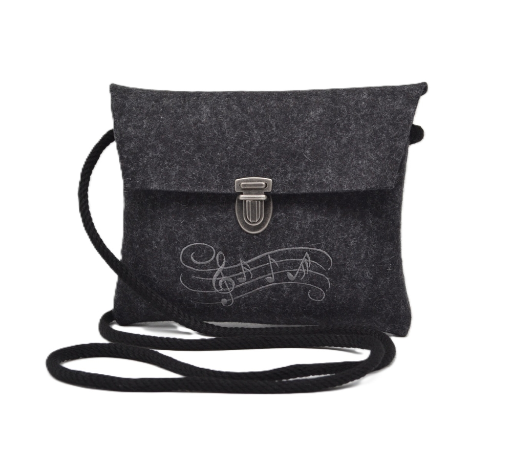 Schürzentasche anthrazit bestickt